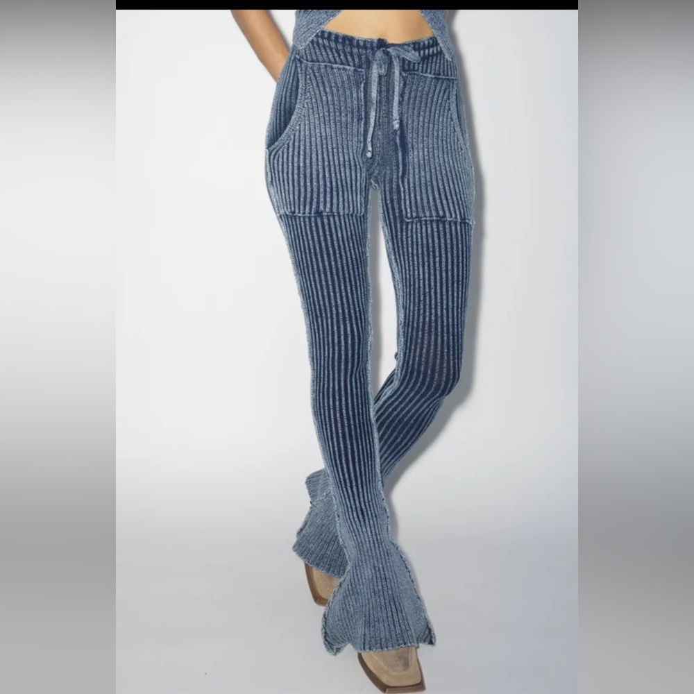 NWOT KNORTS Elongators Knit Flare Pants In Vintage Indigo (Size 3)